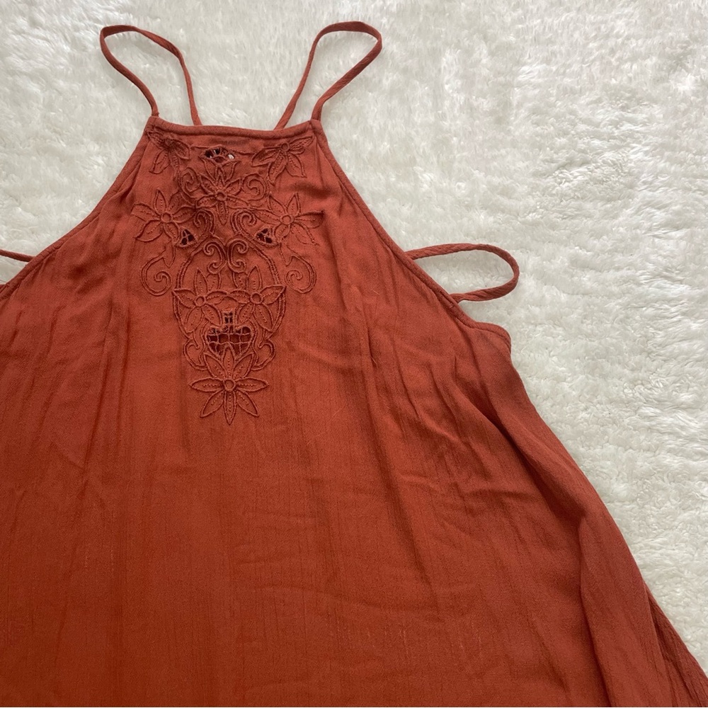 Free People heat wave rust embroidered swing tunic dress - Picture 4 of 9